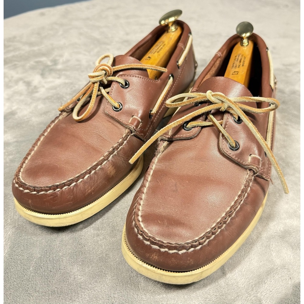Sebago Docksides Shoes Mens Size 10 Brown Leather Boat Slip Resistant Casual